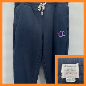 Champion Jogger Sweatpants Mens Medium Navy Blue Embroidered Logo Fleece Pant